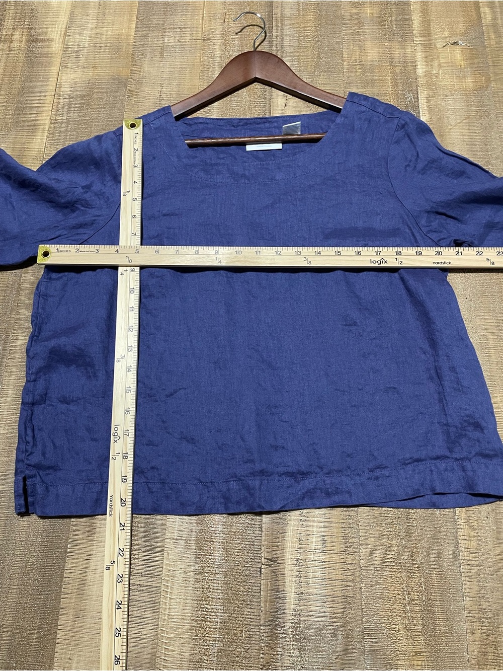 Martha Stewart Indigo Scoop Neck Linen Blouse - Picture 5 of 5